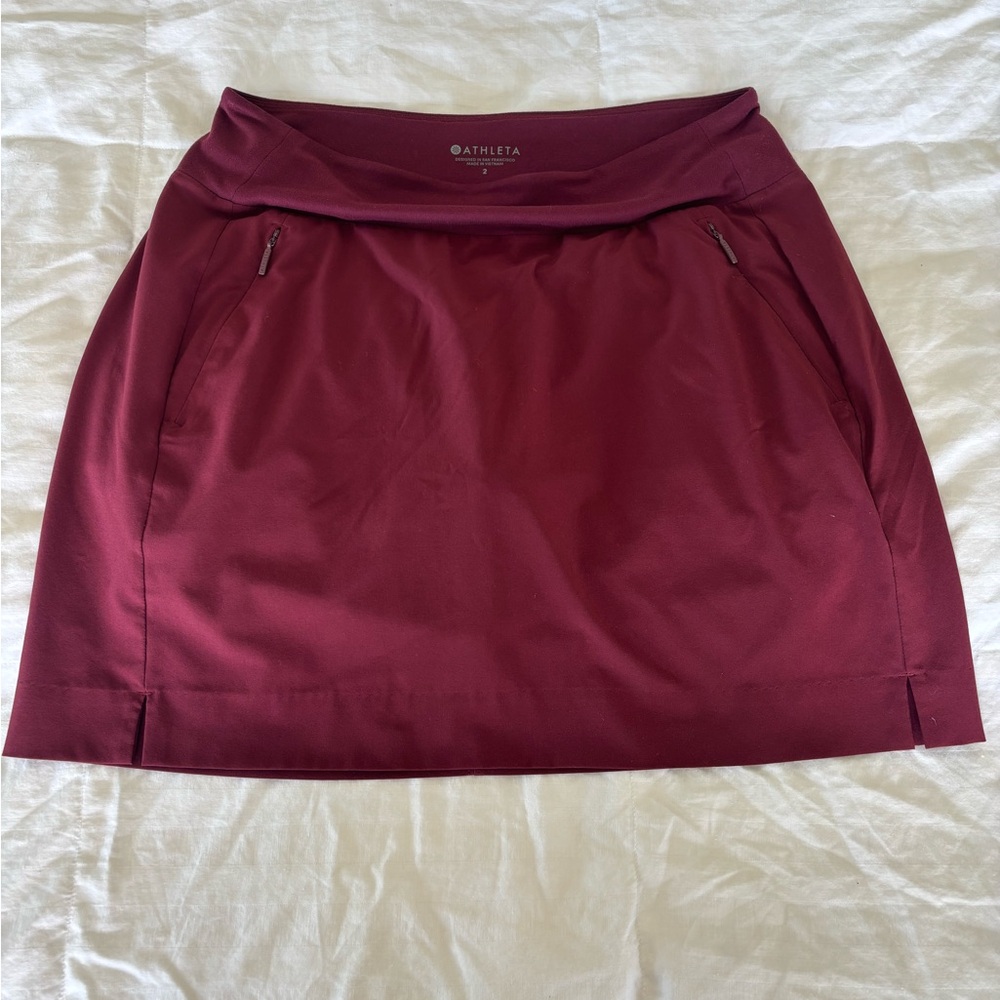 Athleta womens XS 2 athletic skirt Skort maroon burgundy